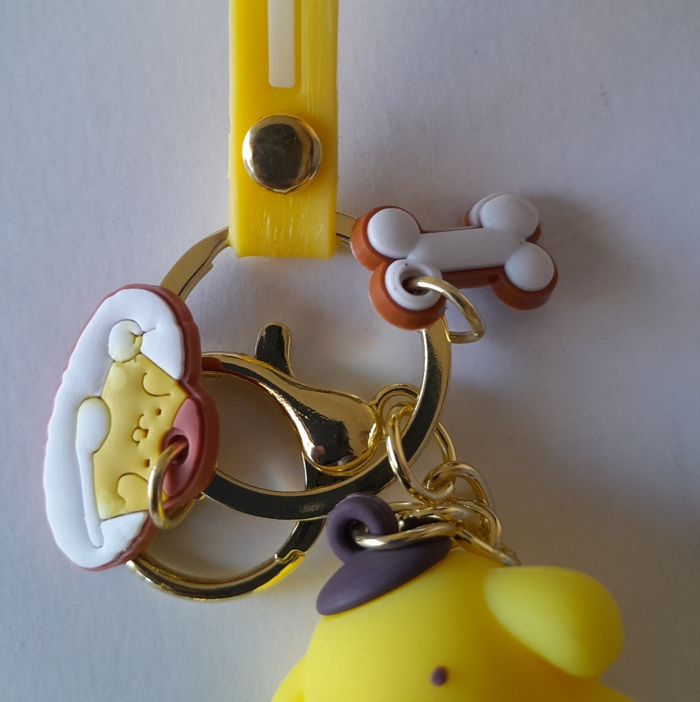 Sanrio Pompompurin 3D Figure Wristlet Keychain Bag Charm Yellow Kawaii Keyring - Picture 3 of 5